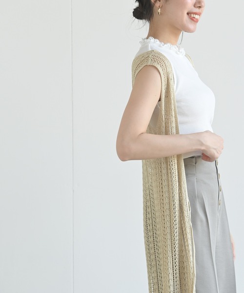 rps（アールピーエス）の「透かしロングニットベスト（ベスト・レディース・ブラック/アイボリー/グレイッシュベージュ・M）」の8枚目の写真