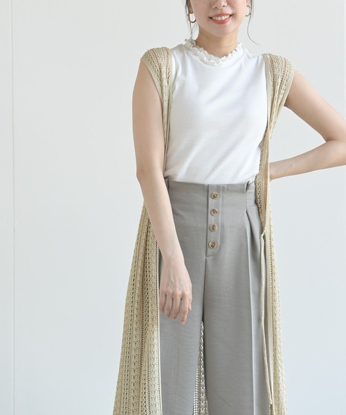 rps（アールピーエス）の「透かしロングニットベスト（ベスト・レディース・ブラック/アイボリー/グレイッシュベージュ・M）」の11枚目の写真