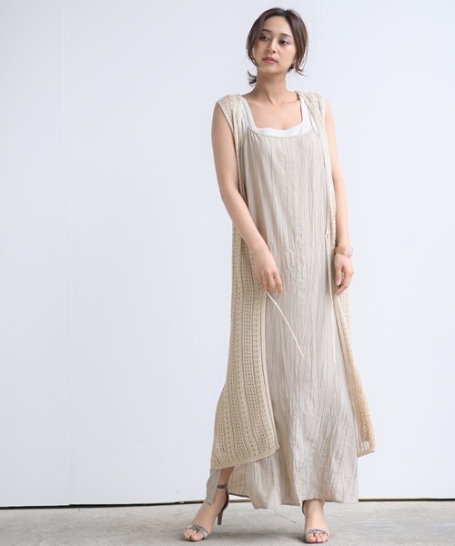 rps（アールピーエス）の「透かしロングニットベスト（ベスト・レディース・ブラック/アイボリー/グレイッシュベージュ・M）」の12枚目の写真