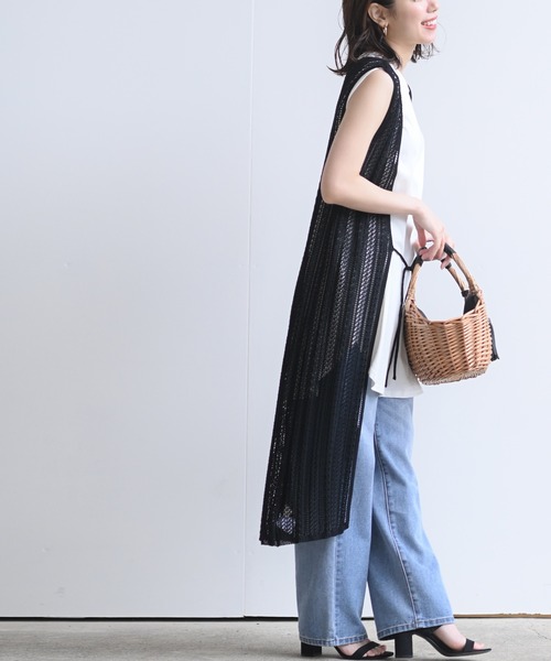 rps（アールピーエス）の「透かしロングニットベスト（ベスト・レディース・ブラック/アイボリー/グレイッシュベージュ・M）」の14枚目の写真