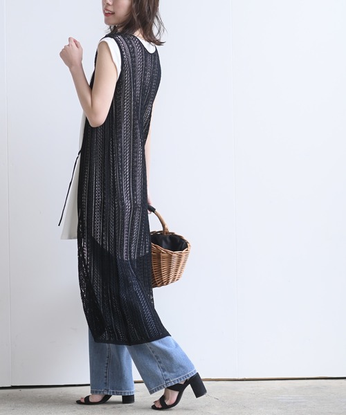 rps（アールピーエス）の「透かしロングニットベスト（ベスト・レディース・ブラック/アイボリー/グレイッシュベージュ・M）」の16枚目の写真