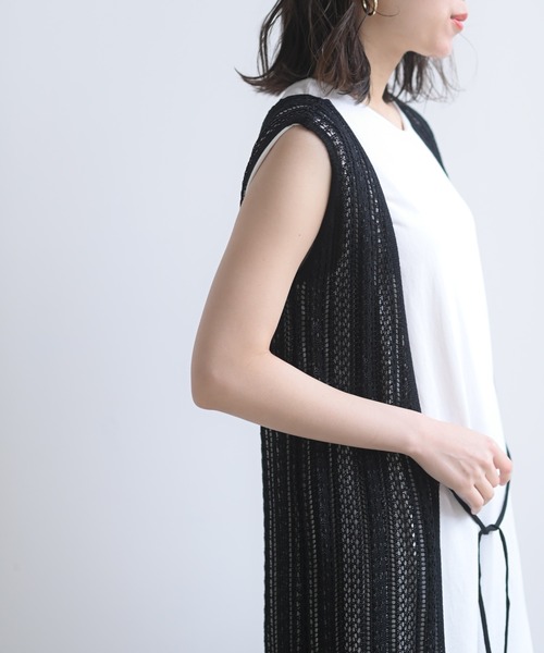 rps（アールピーエス）の「透かしロングニットベスト（ベスト・レディース・ブラック/アイボリー/グレイッシュベージュ・M）」の18枚目の写真