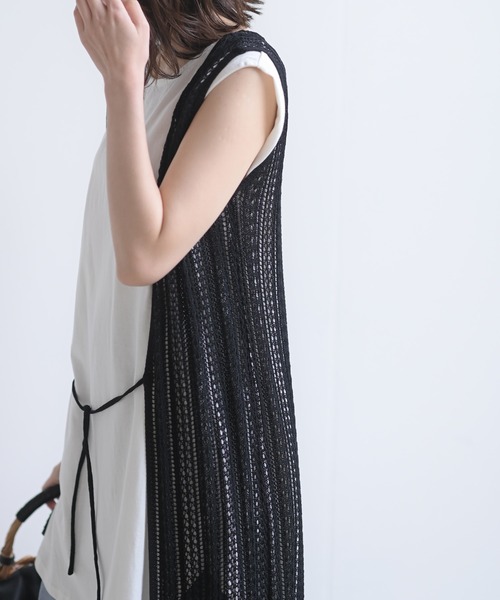 rps（アールピーエス）の「透かしロングニットベスト（ベスト・レディース・ブラック/アイボリー/グレイッシュベージュ・M）」の20枚目の写真