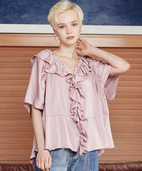 KOH.style（コースタイル）の「フロントフリル3wayブラウス（シャツ/ブラウス・レディース・ブラック/ブラウン/カーキ/ピンク・FREE）」の4枚目の写真