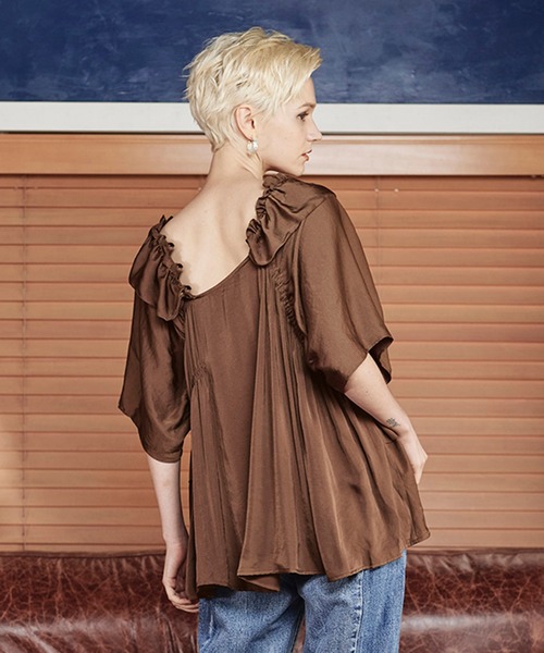 KOH.style（コースタイル）の「フロントフリル3wayブラウス（シャツ/ブラウス・レディース・ブラック/ブラウン/カーキ/ピンク・FREE）」の19枚目の写真