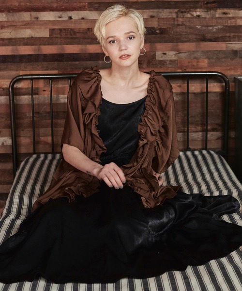 KOH.style（コースタイル）の「フロントフリル3wayブラウス（シャツ/ブラウス・レディース・ブラック/ブラウン/カーキ/ピンク・FREE）」の9枚目の写真