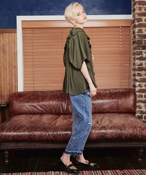 KOH.style（コースタイル）の「フロントフリル3wayブラウス（シャツ/ブラウス・レディース・ブラック/ブラウン/カーキ/ピンク・FREE）」の8枚目の写真