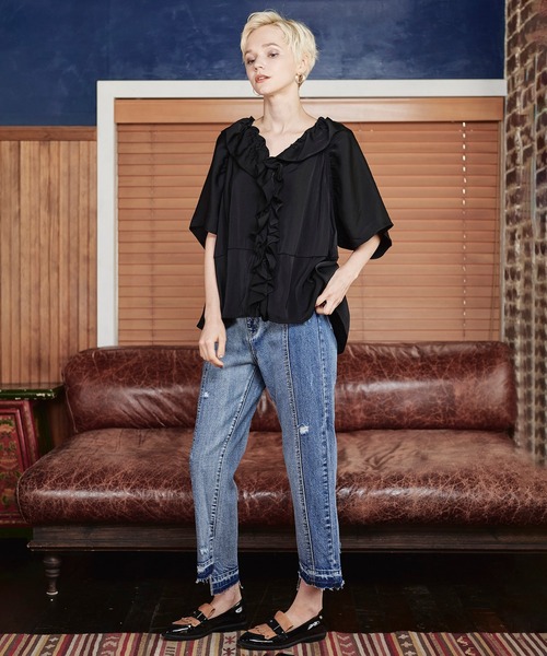 KOH.style（コースタイル）の「フロントフリル3wayブラウス（シャツ/ブラウス・レディース・ブラック/ブラウン/カーキ/ピンク・FREE）」の16枚目の写真