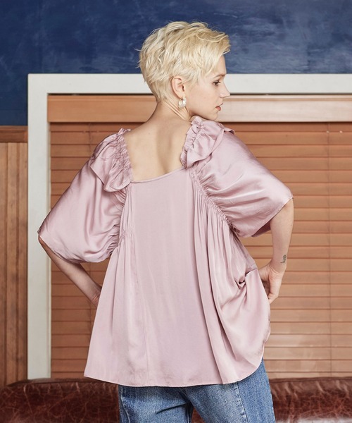 KOH.style（コースタイル）の「フロントフリル3wayブラウス（シャツ/ブラウス・レディース・ブラック/ブラウン/カーキ/ピンク・FREE）」の10枚目の写真