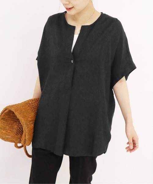 JOURNAL STANDARD（ジャーナルスタンダード）の「レーヨンアサノーカラーブラウス◆2（シャツ/ブラウス・レディース・ブラック/ライトグレー/ホワイト/サックスブルー/カーキ/ブラック系その他・FREE）」の3枚目の写真