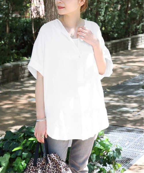 JOURNAL STANDARD（ジャーナルスタンダード）の「レーヨンアサノーカラーブラウス◆2（シャツ/ブラウス・レディース・ブラック/ライトグレー/ホワイト/サックスブルー/カーキ/ブラック系その他・FREE）」の7枚目の写真