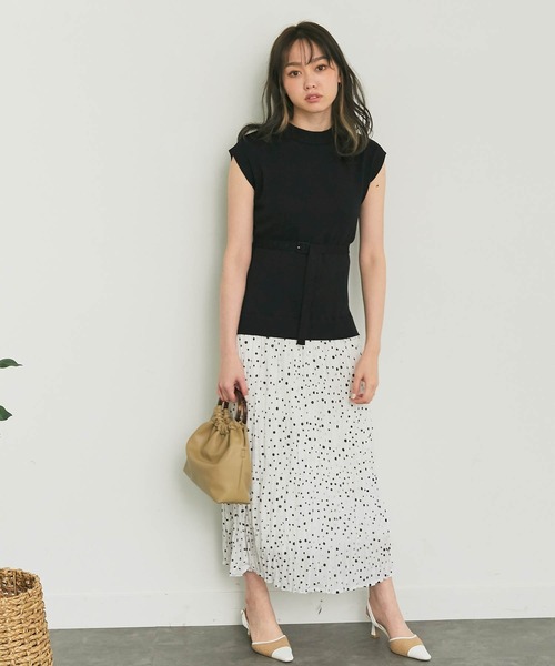 LIPSERVICE（リップサービス）の「ワッシャースカートドッキングロングワンピース（ワンピース・レディース・ホワイト/ブラック/イエロー・S/M）」の3枚目の写真