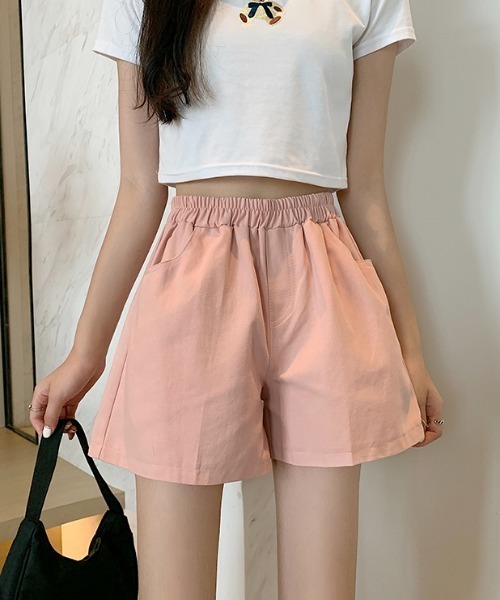 Mayree（メイリー）の「【Mayree】ワイドAラインチノショートパンツ 2021SS（チノパンツ・レディース・ホワイト/ブラック/ブラウン/ピンク/イエロー/ブルー・FREE）」の6枚目の写真