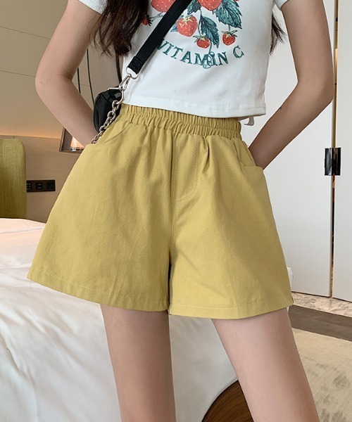 Mayree（メイリー）の「【Mayree】ワイドAラインチノショートパンツ 2021SS（チノパンツ・レディース・ホワイト/ブラック/ブラウン/ピンク/イエロー/ブルー・FREE）」の5枚目の写真