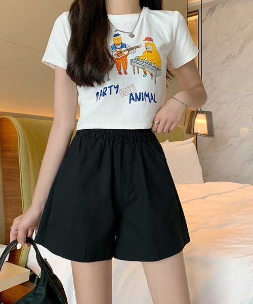 Mayree（メイリー）の「【Mayree】ワイドAラインチノショートパンツ 2021SS（チノパンツ・レディース・ホワイト/ブラック/ブラウン/ピンク/イエロー/ブルー・FREE）」の2枚目の写真