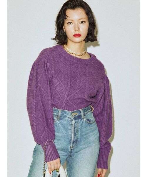 jouetie（ジュエティ）の「2WAYケーブル ニット カーディガン（カーディガン/ボレロ・レディース・ライトブルー/ブラック/アイボリー/ピンク/パープル/ブラウン・MEDIUM）」の12枚目の写真