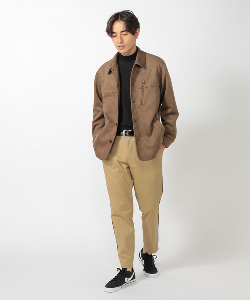 UNION STATION（ユニオンステーション）の「【ストレッチスムース】モックネックロンT（Tシャツ/カットソー・メンズ・オフホワイト/ブラック・LL/M/L）」の3枚目の写真