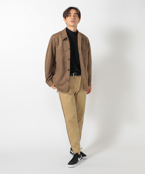 UNION STATION（ユニオンステーション）の「【ストレッチスムース】モックネックロンT（Tシャツ/カットソー・メンズ・オフホワイト/ブラック・LL/M/L）」の5枚目の写真