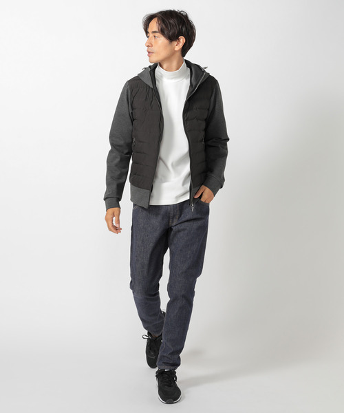 UNION STATION（ユニオンステーション）の「【ストレッチスムース】モックネックロンT（Tシャツ/カットソー・メンズ・オフホワイト/ブラック・LL/M/L）」の14枚目の写真