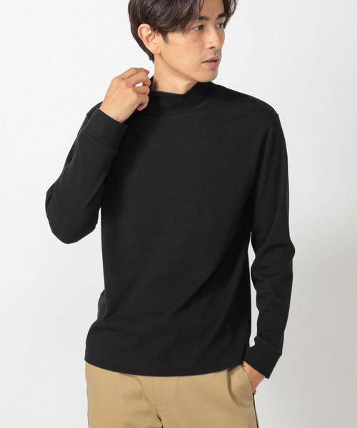 UNION STATION（ユニオンステーション）の「【ストレッチスムース】モックネックロンT（Tシャツ/カットソー・メンズ・オフホワイト/ブラック・LL/M/L）」の16枚目の写真