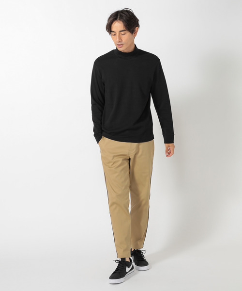 UNION STATION（ユニオンステーション）の「【ストレッチスムース】モックネックロンT（Tシャツ/カットソー・メンズ・オフホワイト/ブラック・LL/M/L）」の20枚目の写真