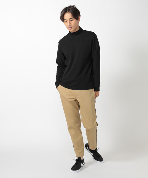 UNION STATION（ユニオンステーション）の「【ストレッチスムース】モックネックロンT（Tシャツ/カットソー・メンズ・オフホワイト/ブラック・LL/M/L）」の21枚目の写真