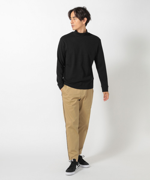 UNION STATION（ユニオンステーション）の「【ストレッチスムース】モックネックロンT（Tシャツ/カットソー・メンズ・オフホワイト/ブラック・LL/M/L）」の22枚目の写真