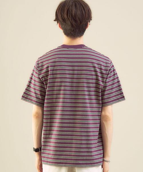 DANTON（ダントン）の「＜DANTON（ダントン）＞ロゴ ボーダー ポケット Tシャツ（Tシャツ/カットソー・メンズ・パープル・42/38/40）」の7枚目の写真