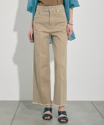 【PUBLIC DENIM】ハイウエストワイドストレートデニム/センタープレス入り