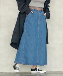 coen | ■プレミアムデニムコレクション■バックフレアロングデニムスカート(スカート)