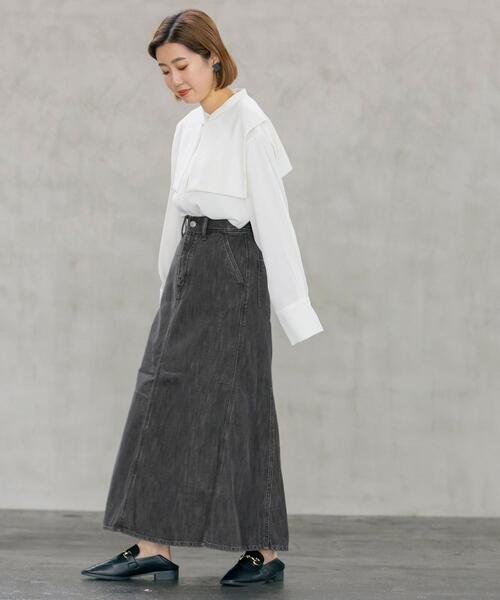 coen（コーエン）の「■プレミアムデニムコレクション■バックフレアロングデニムスカート（スカート・レディース・ダークグレー/コバルトブルー・MEDIUM/LARGE）」の3枚目の写真