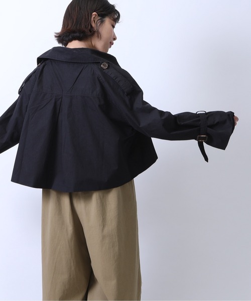 PREFERIR（プレフェリール）の「【ZOZOTOWN限定】ショート丈 トレンチ ジャケット（ワッシャー加工生地）（トレンチコート・レディース・ブラック/グリーン/モカ/ベージュ・MEDIUM/LARGE）」の13枚目の写真