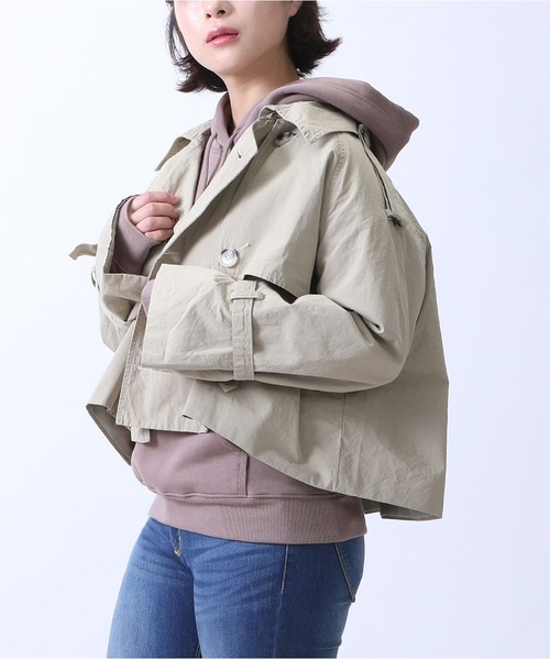 PREFERIR（プレフェリール）の「【ZOZOTOWN限定】ショート丈 トレンチ ジャケット（ワッシャー加工生地）（トレンチコート・レディース・ブラック/グリーン/モカ/ベージュ・MEDIUM/LARGE）」の15枚目の写真