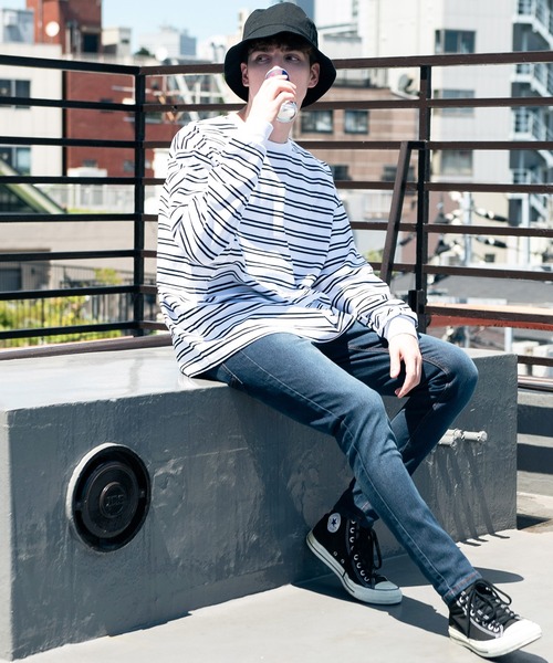 ８(eight)（エイト）の「ボーダービッグロンT（Tシャツ/カットソー・メンズ・ホワイト/グリーン/ブラック/グレイッシュベージュ・MEDIUM/LARGE）」の21枚目の写真