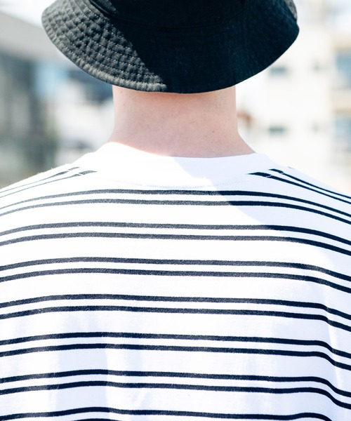 ８(eight)（エイト）の「ボーダービッグロンT（Tシャツ/カットソー・メンズ・ホワイト/グリーン/ブラック/グレイッシュベージュ・MEDIUM/LARGE）」の19枚目の写真