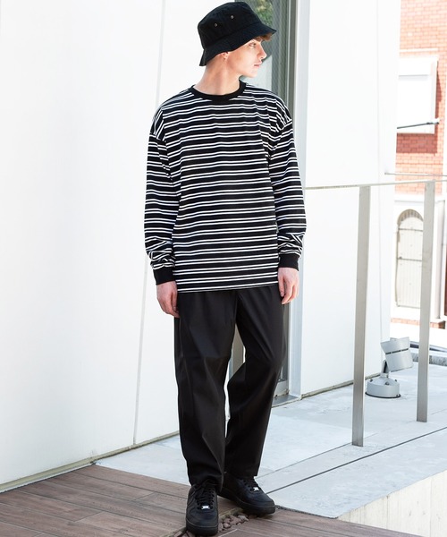 ８(eight)（エイト）の「ボーダービッグロンT（Tシャツ/カットソー・メンズ・ホワイト/グリーン/ブラック/グレイッシュベージュ・MEDIUM/LARGE）」の22枚目の写真