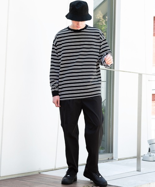 ８(eight)（エイト）の「ボーダービッグロンT（Tシャツ/カットソー・メンズ・ホワイト/グリーン/ブラック/グレイッシュベージュ・MEDIUM/LARGE）」の15枚目の写真