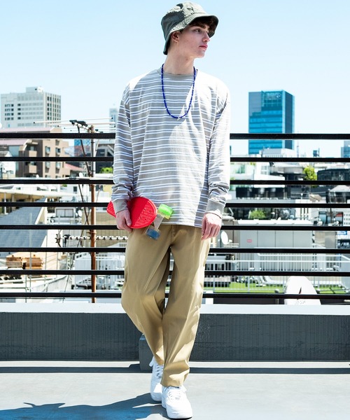 ８(eight)（エイト）の「ボーダービッグロンT（Tシャツ/カットソー・メンズ・ホワイト/グリーン/ブラック/グレイッシュベージュ・MEDIUM/LARGE）」の16枚目の写真