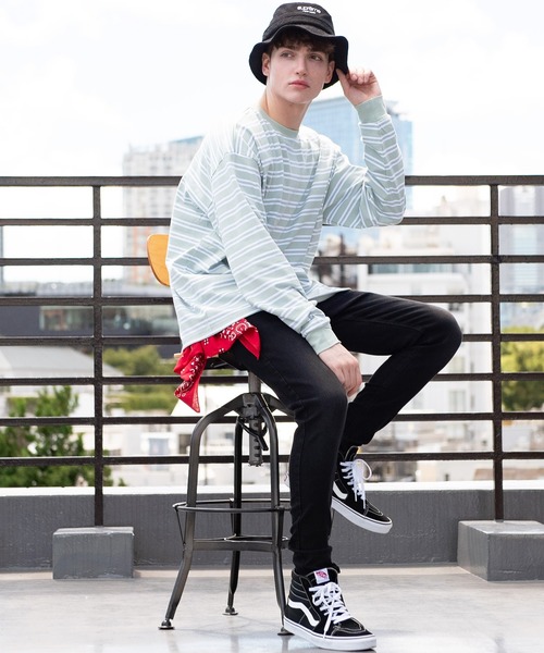 ８(eight)（エイト）の「ボーダービッグロンT（Tシャツ/カットソー・メンズ・ホワイト/グリーン/ブラック/グレイッシュベージュ・MEDIUM/LARGE）」の10枚目の写真