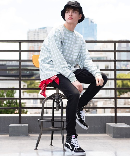 ８(eight)（エイト）の「ボーダービッグロンT（Tシャツ/カットソー・メンズ・ホワイト/グリーン/ブラック/グレイッシュベージュ・MEDIUM/LARGE）」の18枚目の写真