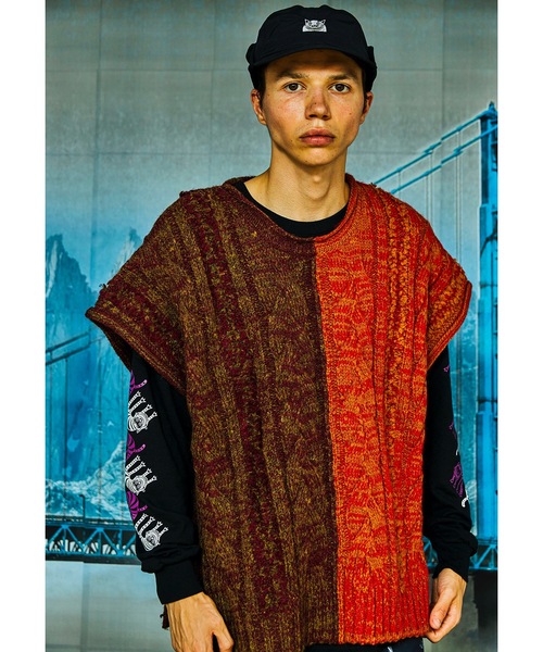 AlexanderLeeChang（アレキサンダーリーチャン）の「BIG KNIT VEST（ニット/セーター・メンズ・ブラック/グレー/バーガンディー・2/3）」の3枚目の写真