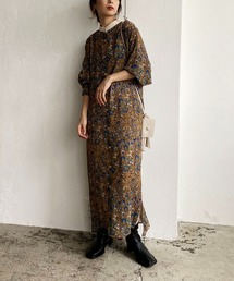 CAPRICIEUX LE'MAGE | レトロフラワーヨークギャザーワンピース(ワンピース)