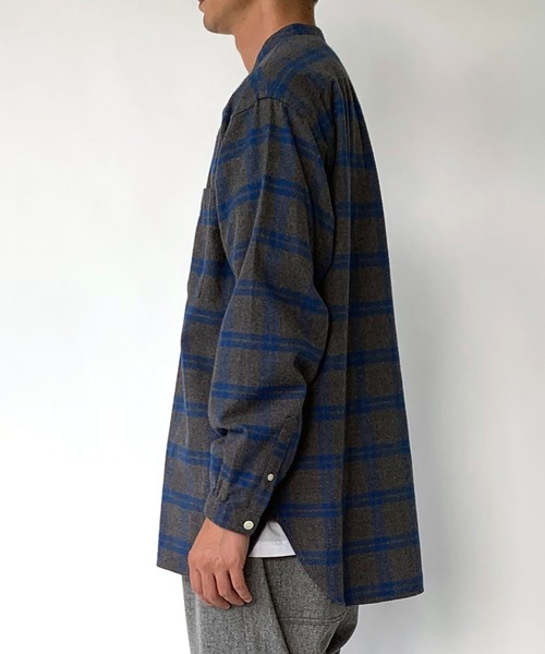 BROOKLYN OVERALL（ブルックリンオーバーオール）の「起毛チェックスタンドカラーシャツ（シャツ/ブラウス・メンズ・ブルー/イエロー・MEDIUM/LARGE）」の3枚目の写真