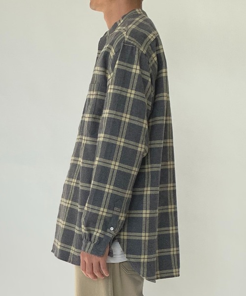 BROOKLYN OVERALL（ブルックリンオーバーオール）の「起毛チェックスタンドカラーシャツ（シャツ/ブラウス・メンズ・ブルー/イエロー・MEDIUM/LARGE）」の6枚目の写真