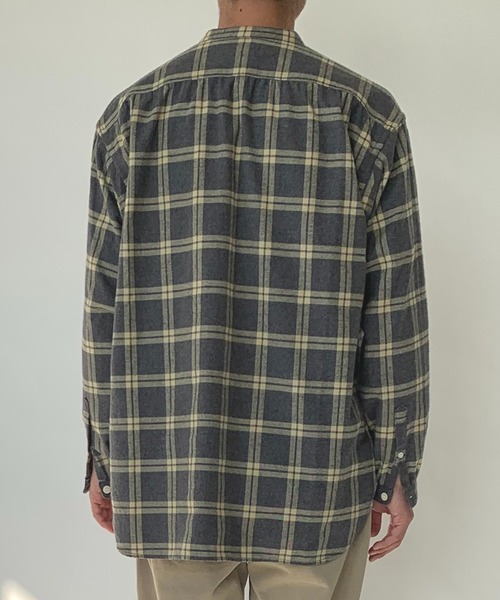 BROOKLYN OVERALL（ブルックリンオーバーオール）の「起毛チェックスタンドカラーシャツ（シャツ/ブラウス・メンズ・ブルー/イエロー・MEDIUM/LARGE）」の7枚目の写真