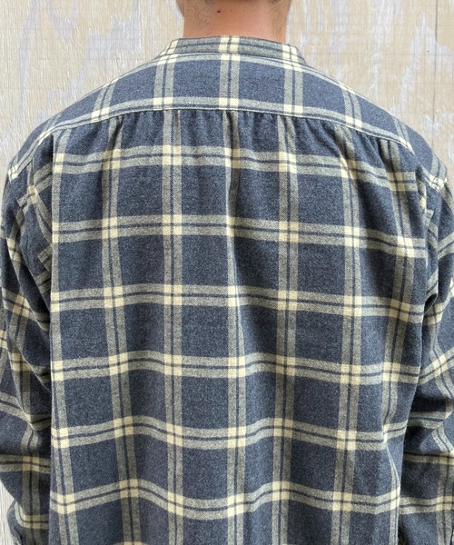 BROOKLYN OVERALL（ブルックリンオーバーオール）の「起毛チェックスタンドカラーシャツ（シャツ/ブラウス・メンズ・ブルー/イエロー・MEDIUM/LARGE）」の16枚目の写真