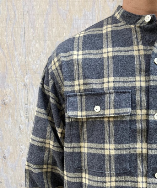 BROOKLYN OVERALL（ブルックリンオーバーオール）の「起毛チェックスタンドカラーシャツ（シャツ/ブラウス・メンズ・ブルー/イエロー・MEDIUM/LARGE）」の19枚目の写真