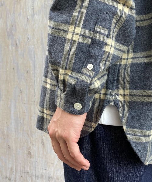BROOKLYN OVERALL（ブルックリンオーバーオール）の「起毛チェックスタンドカラーシャツ（シャツ/ブラウス・メンズ・ブルー/イエロー・MEDIUM/LARGE）」の20枚目の写真