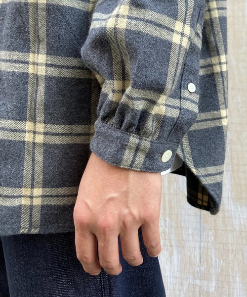 BROOKLYN OVERALL（ブルックリンオーバーオール）の「起毛チェックスタンドカラーシャツ（シャツ/ブラウス・メンズ・ブルー/イエロー・MEDIUM/LARGE）」の21枚目の写真