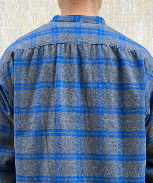 BROOKLYN OVERALL（ブルックリンオーバーオール）の「起毛チェックスタンドカラーシャツ（シャツ/ブラウス・メンズ・ブルー/イエロー・MEDIUM/LARGE）」の12枚目の写真